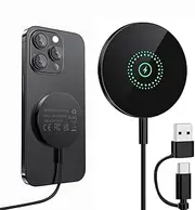 Magnetic Wireless Charger Compatible with Mag-Safe Charger, 15W Fast Charging Wireless Charger Pad for iPhone 16 15 14 Pro/Pro Max/Plus, 13 12 Pro/Pro Max/Mini