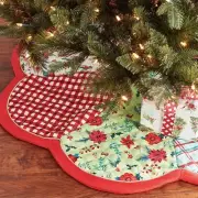 The Pioneer Woman Multi-Color Patchwork Scalloped Polyester Christmas Tree Skirt