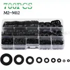 Nylon Flat Washers Assortment Kit 700pcs Set for Bolts and For Screws Black