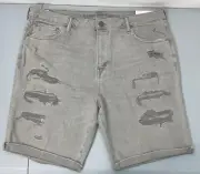 American Eagle Airflex Jean Shorts Distressed Denim Stretch Cuffed Gray Mens 40