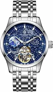 [DAXIAOYU] Mens Watches Luxury Business Automatic Mechanical Wristwatch Tourbillon Waterproof Watch Moon Phase