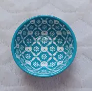 Gibson Home Bright Cat Blue & Cream Stoneware Food Water Pet Bowl Fish Pattern