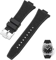 [Strapseeker] Waffle PRX Silicone Rubber Watch Band- Compatible for Tissot PRX 40mm - Quick- Release Replacement Watch Strap for Tissot Powermatic 80 Series - 12mm-Watch Band for Men & Women (12mm, Black)