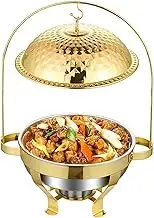 Gold Stainless Steel Chafing Dish with Hook Up, Catering Buffet Warming Container Set Includes Food Pan, Water Pan, Fuel Holder, for Party Wedding Restaurant