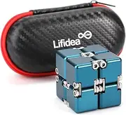 Lifidea Aluminum Alloy Metal Infinity Cube Fidget Cube (5 Colors) Handheld Fidget Toy Desk Toy with Cool Case Infinity Magic Cube Relieve Stress Anxiety ADHD OCD for Kids and Adults (Blue)