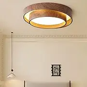 Modern LED Ceiling Light Fixture, Wood Grain Round Chandelier with 3 Colors, Dimmable Flush Mount Lighting, with Remote Control for Bedroom, Kitchen, Office (30cm) (40cm)