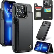 ELEPIK for iPhone 14 Pro Max Case with Card Holder, Kickstand [5 Card/Cash Holder] [for Women & Men] [Durable PU Leather] Magnetic Wallet Phone Cover for iPhone 14 Pro Max, Fashion Black