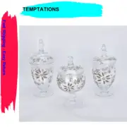 Temp-tations Classic Set of 3 Glass Kitchen Apothecary Jars in Taupe