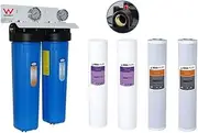 Aqua-Plus Whole House Water Filter System 20" x 4.5" Big Blue 2 Stages Sediment and Carbon Filters Australian Standard Watermark Certified + Extra Set Filters