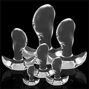 LYGHDBN BDSM Transparent Anal Beads Huge Anal Plug Dildo with Curved Base, Large Anal Plug Soft Silicone Buttplug Anus Dilator Anal Sex Toy for Women Men(S)