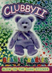 CLUBBY II, GLOW IN THE DARK STICKER, BEANIE BABIES CARD SERIES 4, YEAR 1999