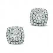 0.5 CT. T.W. Diamond Double Square Frame Stud Earrings in 14K White Gold