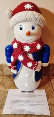 Plow & Hearth | LED Lit Holiday Resin Figurine Snowman Statue 17" | BRAND NEW