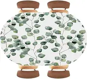 MAZU Green Leaves Fitted Oval Tablecloth with Flannel Backing Elastic Edge Design Table Cover for Dining Wedding Party Picnic Type107 Fits 42"x60" Oval Tables