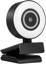 1080P HD Webcam with Ring Light Autofocus Webcam Built in Microphone Webcam for Video/Live Streaming/Videoconferencing Black