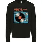 Retro Vinyl Records Turntable DJ Music Kids Sweatshirt Jumper