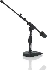 Gator Frameworks Short Weighted Base Microphone Stand with Telescopic Boom Arm