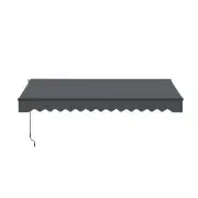 ALEKO Black Frame Retractable Home Patio Canopy Awning 12 x 10 ft Grey Fabric