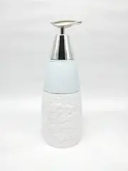 Ceramic Matt Dual Colour Pattern with Conical Shape White Soap Dispenser 350Ml