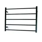 RADIANT Heated Towel Rail/Rack ROUND Bar BLACK - 750 x 550mm - Bottom RIGHT p...