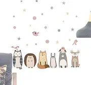 Cartoon Animal Wall Decals | Cute Animal Nursery Wall Stickers,Home Decoration, Baby Room Decor, Peel and Stick Removable, Adhesive Wallpaper for Boys Girls