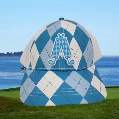 Royal and Awesome Golf Baseball Cap Men`s Old Tom`s Blue Argyle Diamond Hat