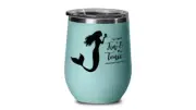 Fin and tonic mermaid stemless wine glass, black on color, funny nautical themed