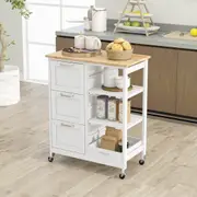 Costway Kitchen Island Trolley Storage Cart White