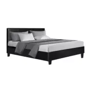 Artiss Bed Frame Double Size Mattress Base Wooden Platform Leather Black NEO