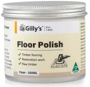 Gilly’s 200ml Clear Floor Polish - Restored Wooden Timber Floors Beeswax Based