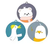 P26 3PCS Creative Household Heat Insulation Pad Kitchen Round Thick Cartoon Silicone Anti-scalding Mat Dining Table Bowl Mat Coaster