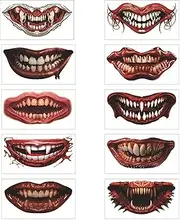 Halloween Temporary Face Sticker - Prank Props Scary Lifelike Big Mouths Face Sticker Decals - Scary and Lifelike Big Mouths Face Sticker Decals - Prank Makeup Temporary Sticker for Halloween Co
