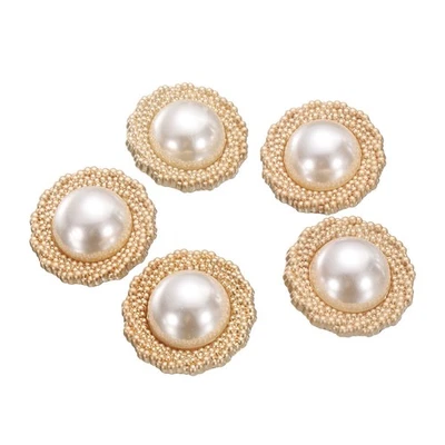 5pcs Pearl Gold Metal Sewing Buttons 30mm Round Women Coat Buttons, #3
