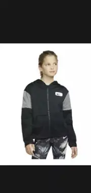 Nike Girl's (Big Kids) Therma-Fit Full Zip Training Hoodie Medium Black Swoosh