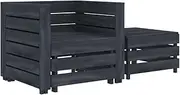 Patio Furniture Sets 2 Piece Garden Pallet Lounge Set Grey Wood