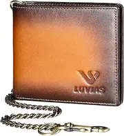 [V LUVIAS] Mens Wallet with Chain, Brown, Retro