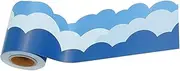 MINAOLULUS 1 Roll Cloud Bulletin Board Border Sticker Stylish Classroom Decor Scalloped Design Sky Strips for School Easy to Clean Wall Trim Decal Sky