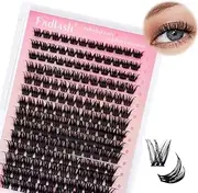 FADLASH Cluster Lashes Individual Lash Extensions DIY Lash Clusters 10-16mm Mixed Length Wispy Faux Mink Eyelash Clusters for Self Application at Home（R13-D-10-16MIX)