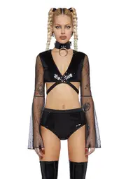 [Club Exx] Dazed Dreamer Sequin Wrap Top - Black