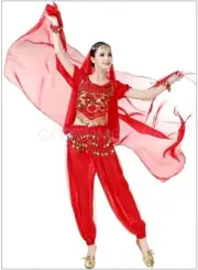 Kids Adults Belly Hip Dance Costume Bollywood Chiffon Sequins Head Scarf Scarves