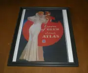 ATLAS LOVERS OF BEER FRAMED COLOR AD PRINT
