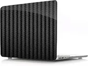 IVY for MacBook Air 13 inch Case (A1369/A1466,Older Version 2010-2017 Release) - Crystal Hard Shell Cover with Carbon Fiber Texture,Anti-Slip Pads,Ultra Thin & Lightweight Protective Case - Black