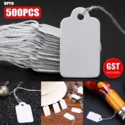 up 500x White Paper Jewelry Clothes Label Price Tags With Elastic String 33x18mm