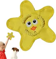 Interactive Dog Toy, Toss Chewing Toy with Sound, High Strength Fetching Toys Teeth Cleaning, Durabless Pet Supplies for Indoor, Outdoor, Garden Use, 23x23x3cm Yellow Coffee Color