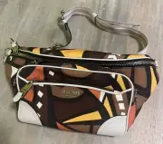 MOSCHINO JEREMY SCOTT RESORT 2023 COLLECTION WOOD PRINT CANVAS BELT BAG - NEW
