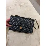 香奈兒CHANEL CLASSIC 小羊皮 25CM 金釦 COCO包(黑色)