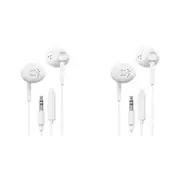2x Liquid Ears Everyday 3.5mm Wired Bud Comfortable Earphones w/ Mic White