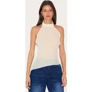 Lemon Plisse Chiffon High Neck Long Top, Lemon