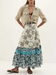 NWT Anthropologie Floral Patchwork Maxi Skirt, Size XS