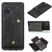 Pu Leather Coated Tpu Shell Case With Kickstand And Card Holder [built-in Vehicle Magnetic Sheet] For Samsung Galaxy A52 4g/5g / A52s 5g